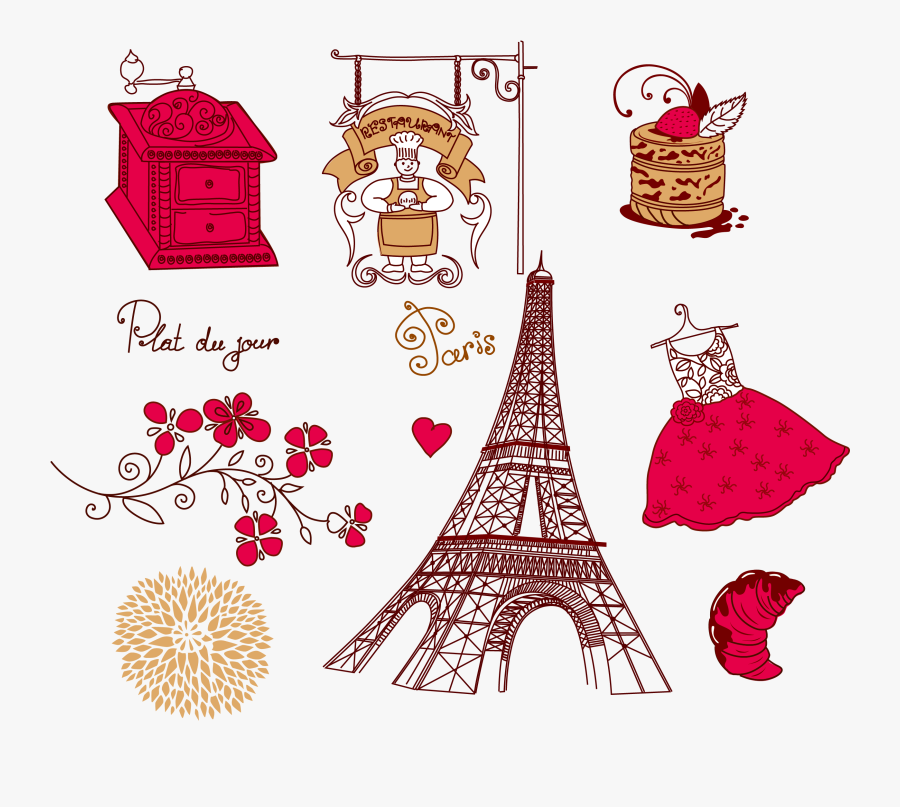 Clip Art Tilt Th Drawing Red - Paris, Transparent Clipart