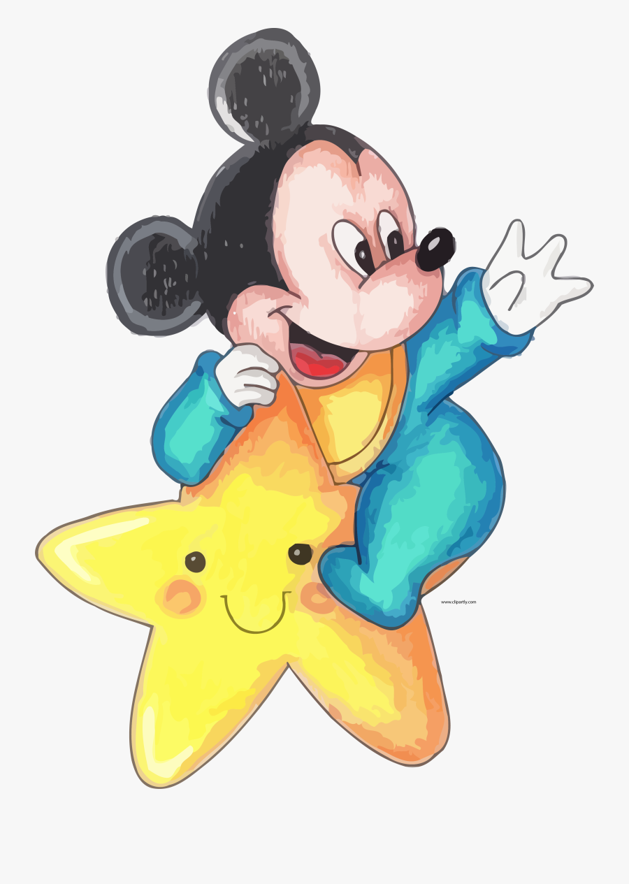 Baby Mickey And Cartoon Star Sketch Drawing Clipart - Cartoon Star Sketch, Transparent Clipart