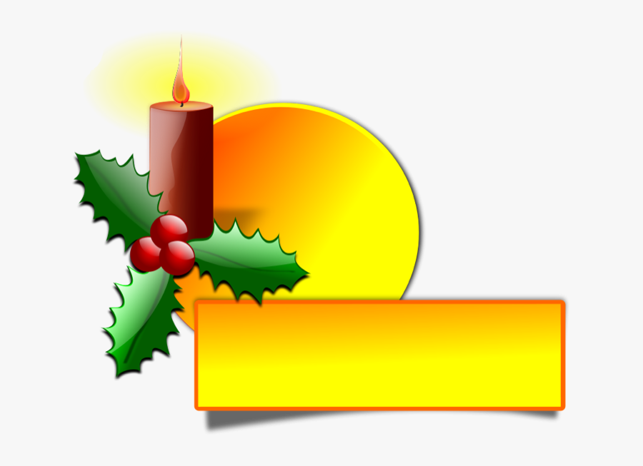 Christmas Holly And Candle, Transparent Clipart