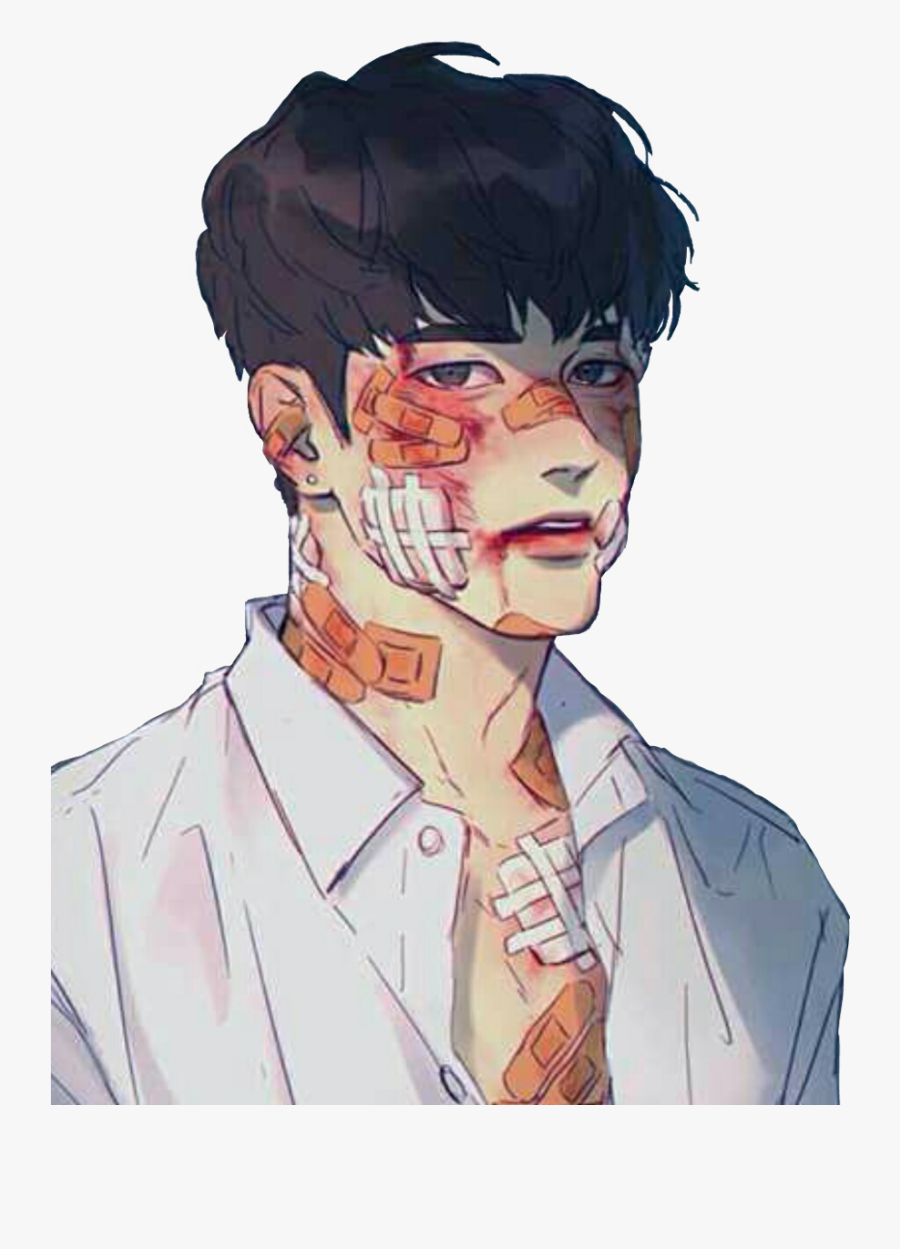 #korean #koreanboy #bloody #tumblr #aesthetic #hurt - Korean Boy Drawing, Transparent Clipart