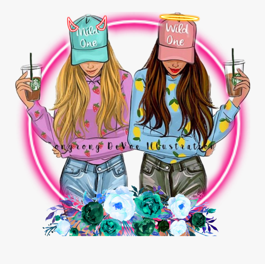 Transparent Angle Clipart - Cute Drawings Of Girls Bff , Free