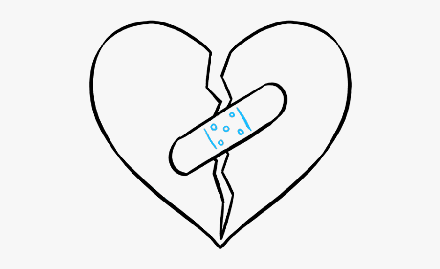 Drawn Broken Heart Bandaid Drawing - Heart Easy To Draw, Transparent Clipart