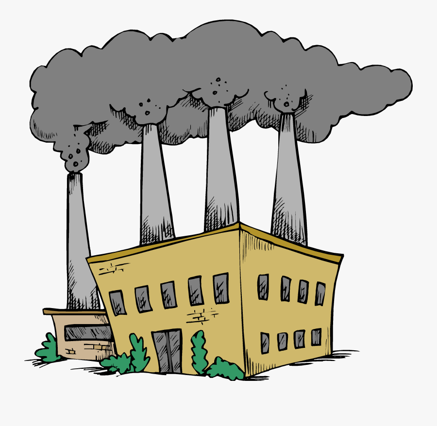 Factory Clipart Coal Factory - Burning Fossil Fuels Cartoon, Transparent Clipart