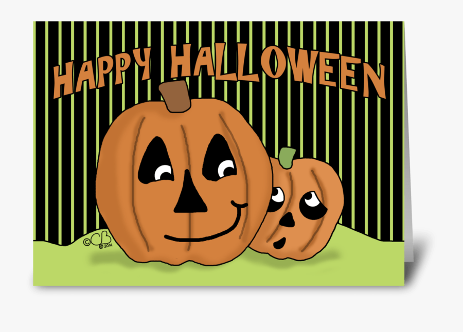 Scaredy Jack O Lantern Happy Halloween Greeting Card - Jack-o'-lantern, Transparent Clipart