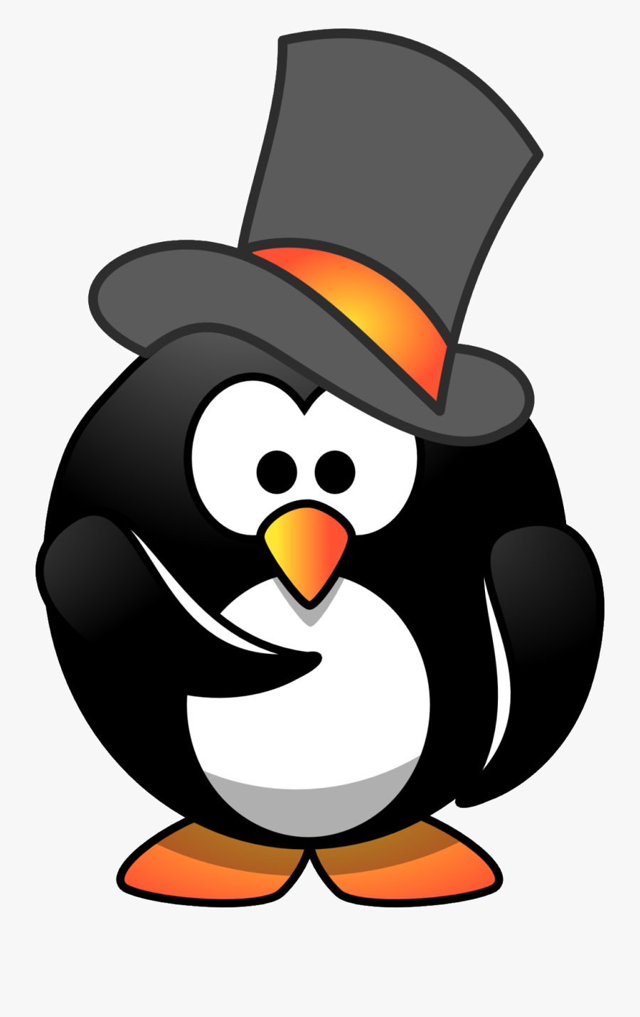 Top Hat Clipart Small - Cartoon Penguin With A Top Hat, Transparent Clipart