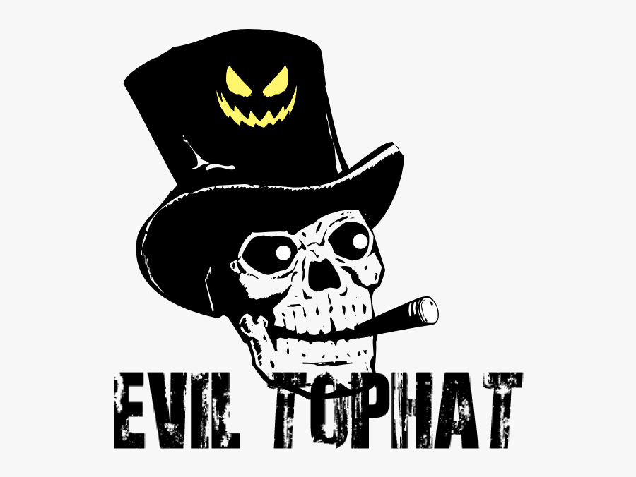 Top Hat Skull Logo, Transparent Clipart
