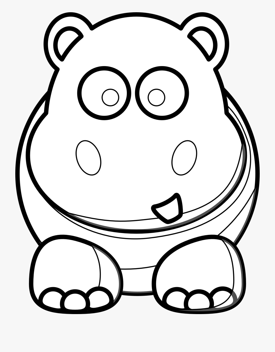 Black & White Hippos, Transparent Clipart