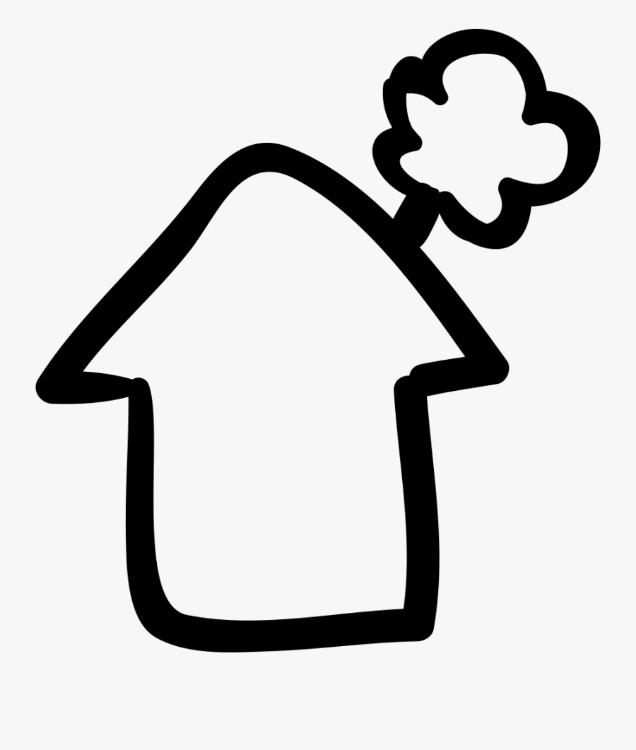 Chimney Smoke Png - Home With Chimney Smoke Outline, Transparent Clipart