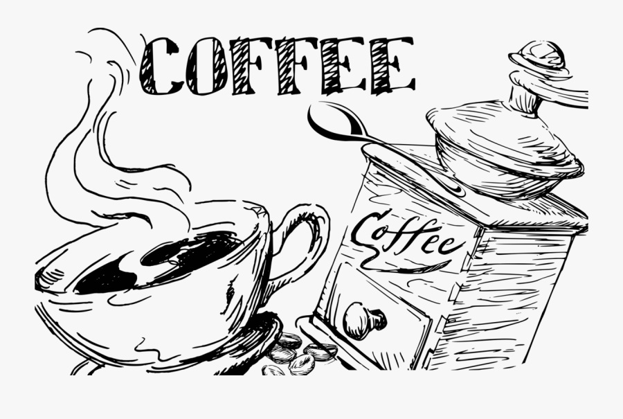 Coffee Cup Cafe Caffeinated Drink Drawing Cc0 - Coffee Hand Drawn Png, Transparent Clipart