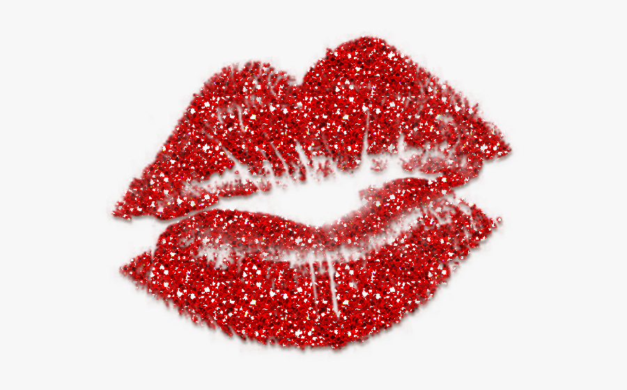 Glitter Red Lips Clip Art, Transparent Clipart