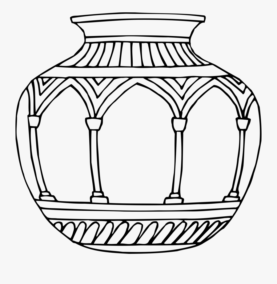 Vase 10 Line Drawing - Design Vase Drawing, Transparent Clipart