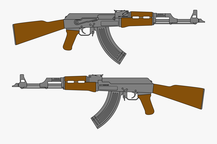 Ak 47 Rifle Vector Drawing - Ak 47 Silhouette, Transparent Clipart