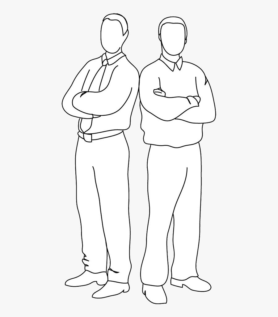 Two Men Standing Back To Back - Draw People Standing Back To Back, Transparent Clipart