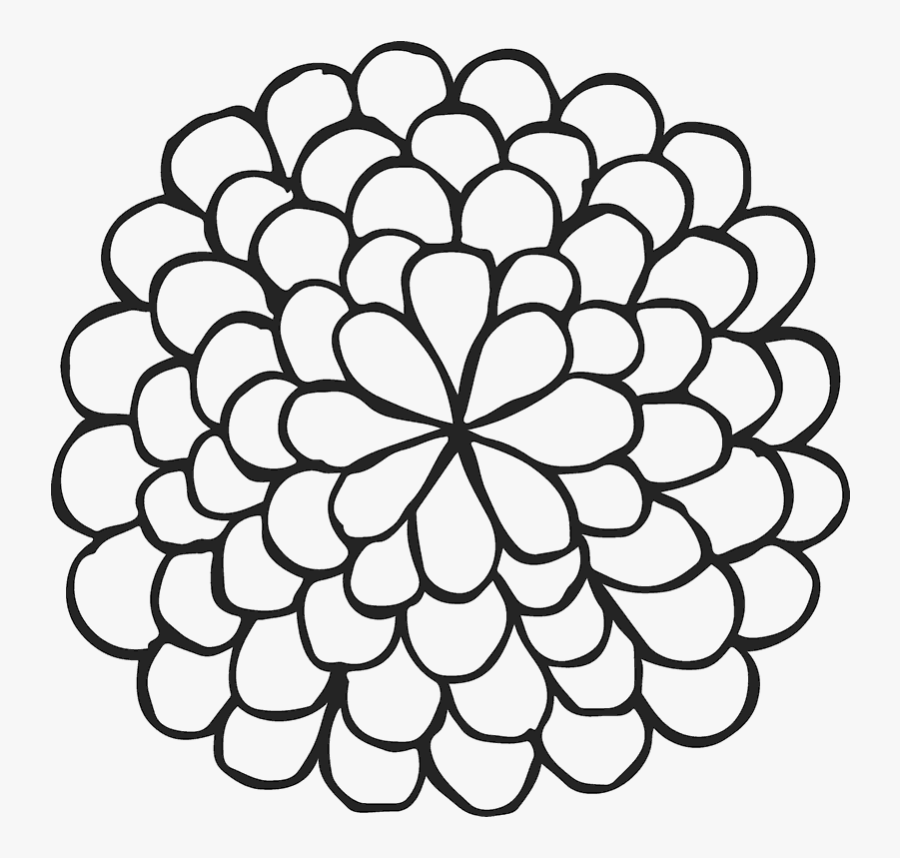 Clip Art Dahlia Flower Outline - Simple Flower Outline Png, Transparent Clipart