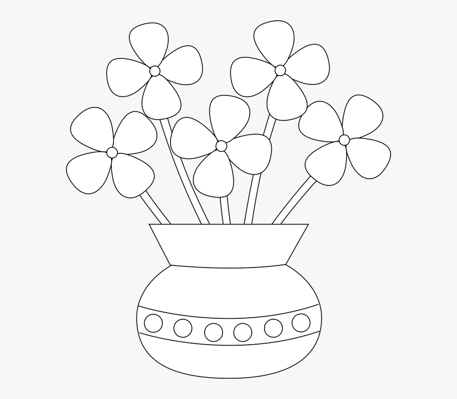 Collection Of Flower - Easy Flower Pot Drawing, Transparent Clipart