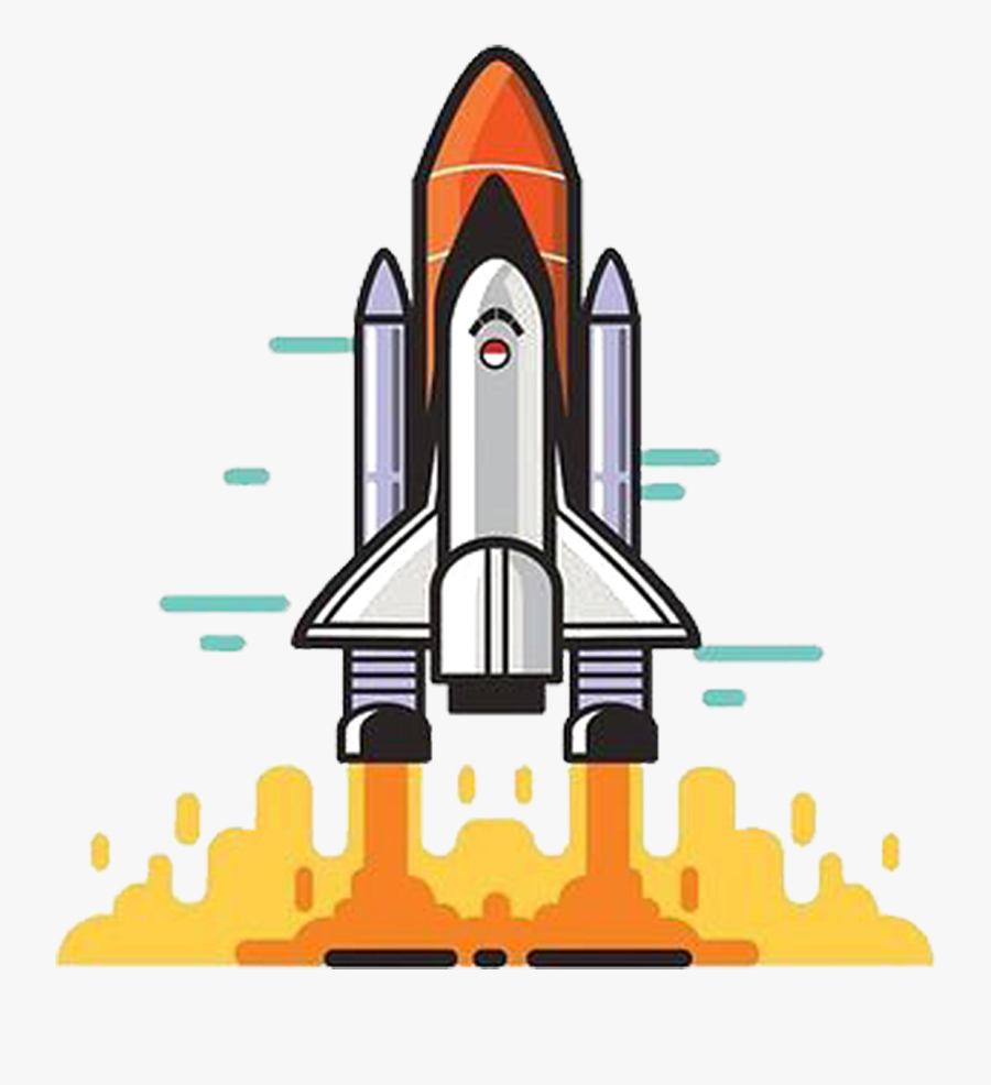 Transparent Rocket Icon Png - Space Shuttle Flat Design Png, Transparent Clipart