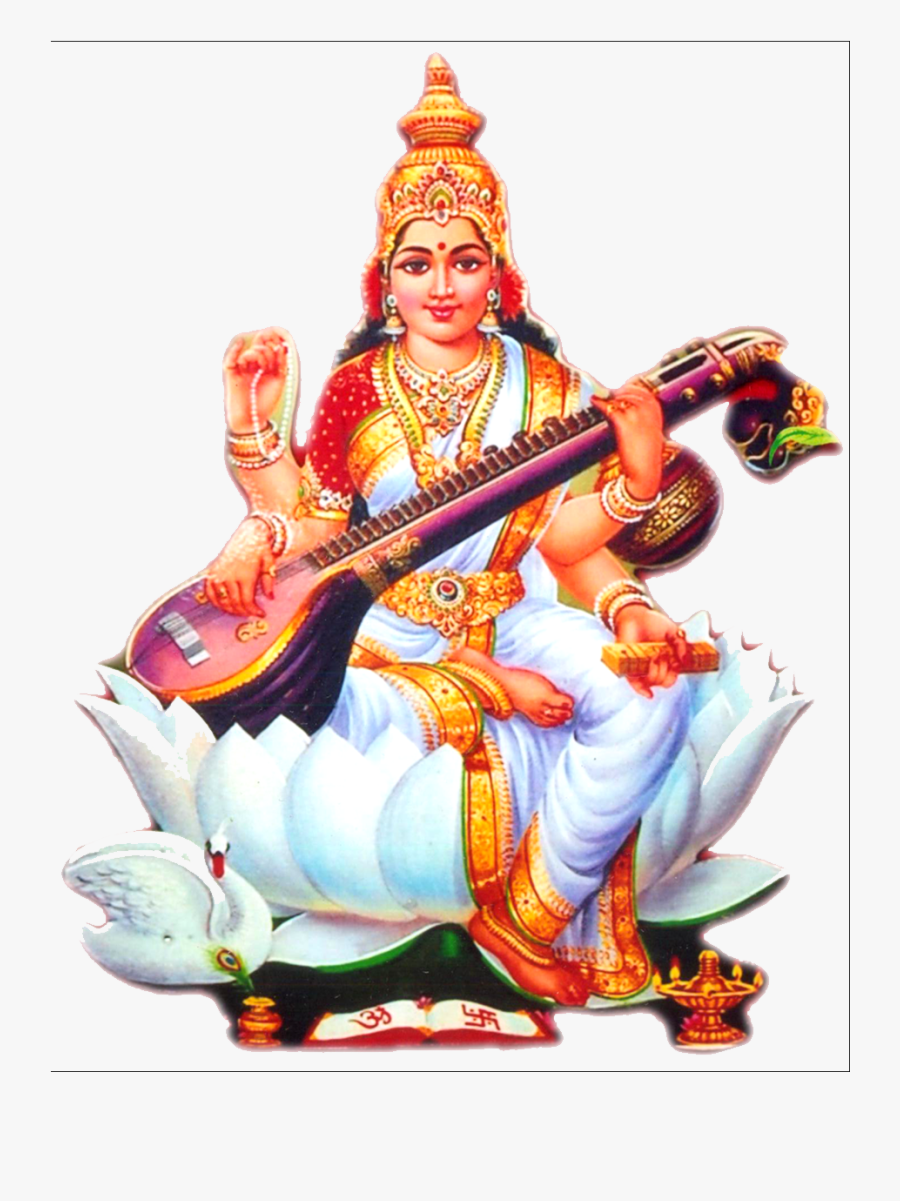 Goddess Saraswati, Transparent Clipart