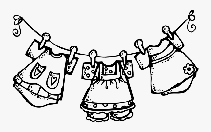 Clipart Clothes On A Clothesline - Clip Art Black And White Clothes, Transparent Clipart