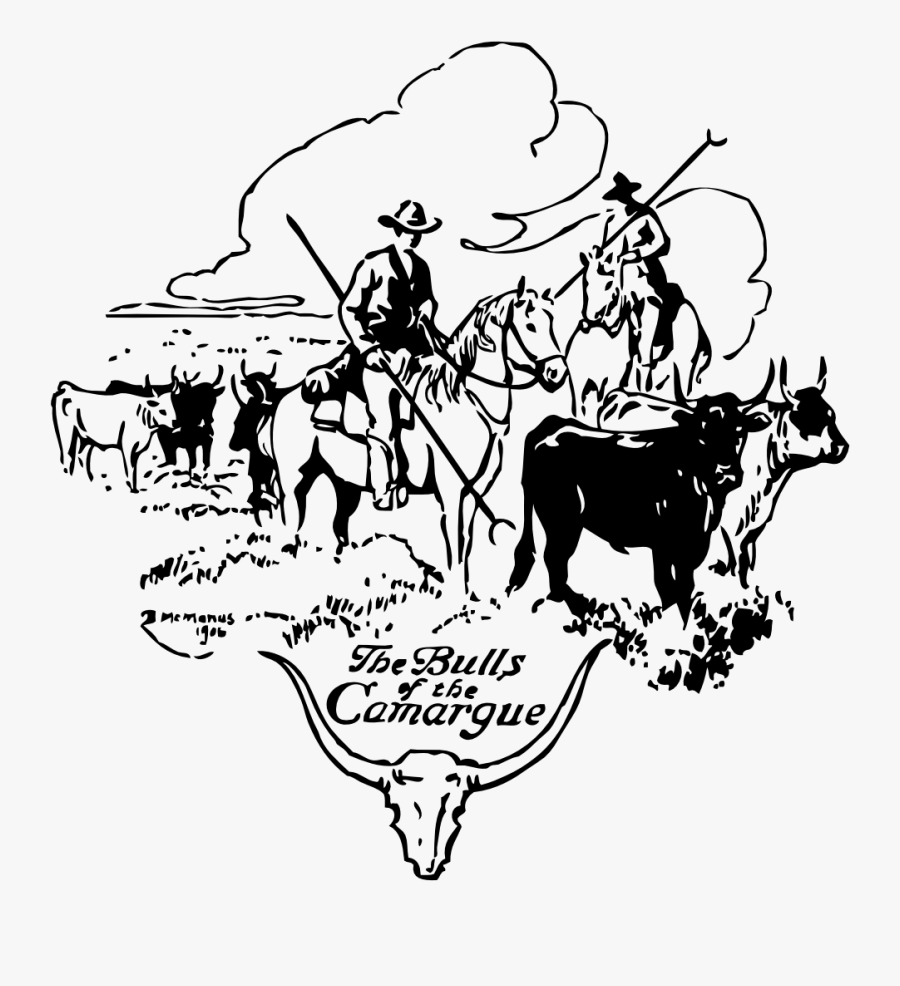 Clip Art Longhorn Black And - Cattle Drive Clip Art, Transparent Clipart