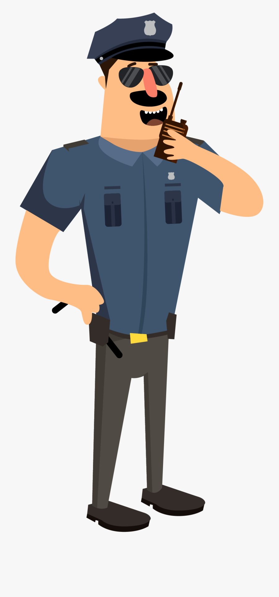 Vector Free Download Cartoon Police Illustration Walkie - Cartoon Cop Png, Transparent Clipart
