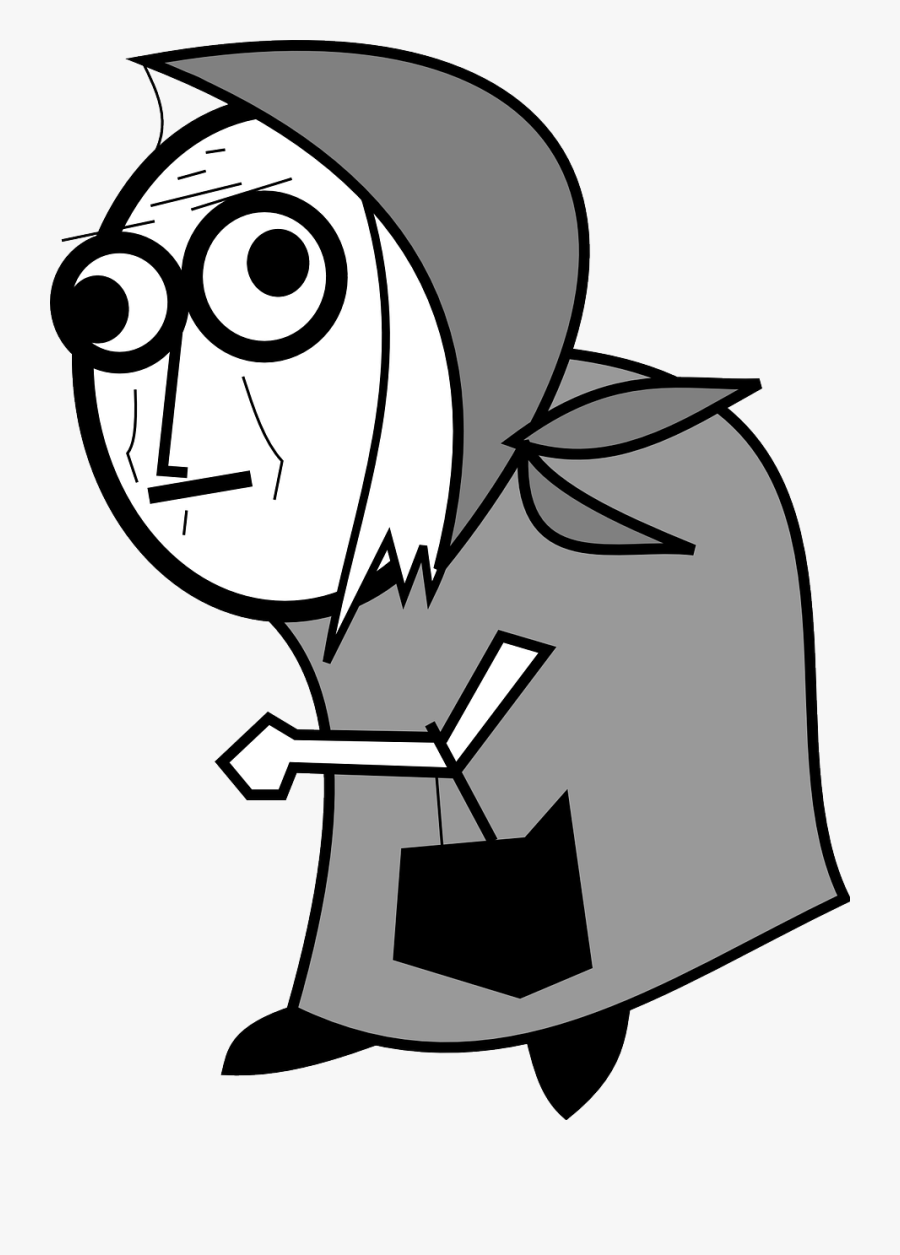Old Lady - Creepy Old Lady Cartoon, Transparent Clipart