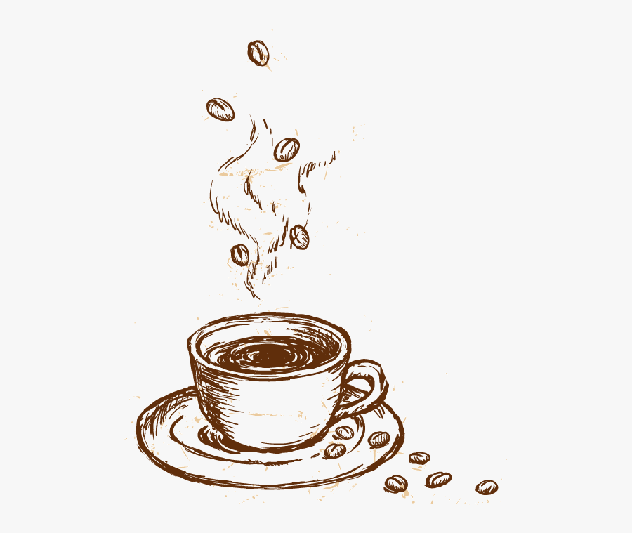 Coffee Cappuccino Cup Gourmet Material Vector Cafe - Coffee Cup Sketch Png, Transparent Clipart