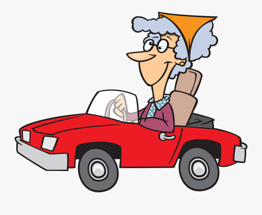 Old Lady Driver Cartoon Clipart , Png Download - Old Lady In Car Png, Transparent Clipart