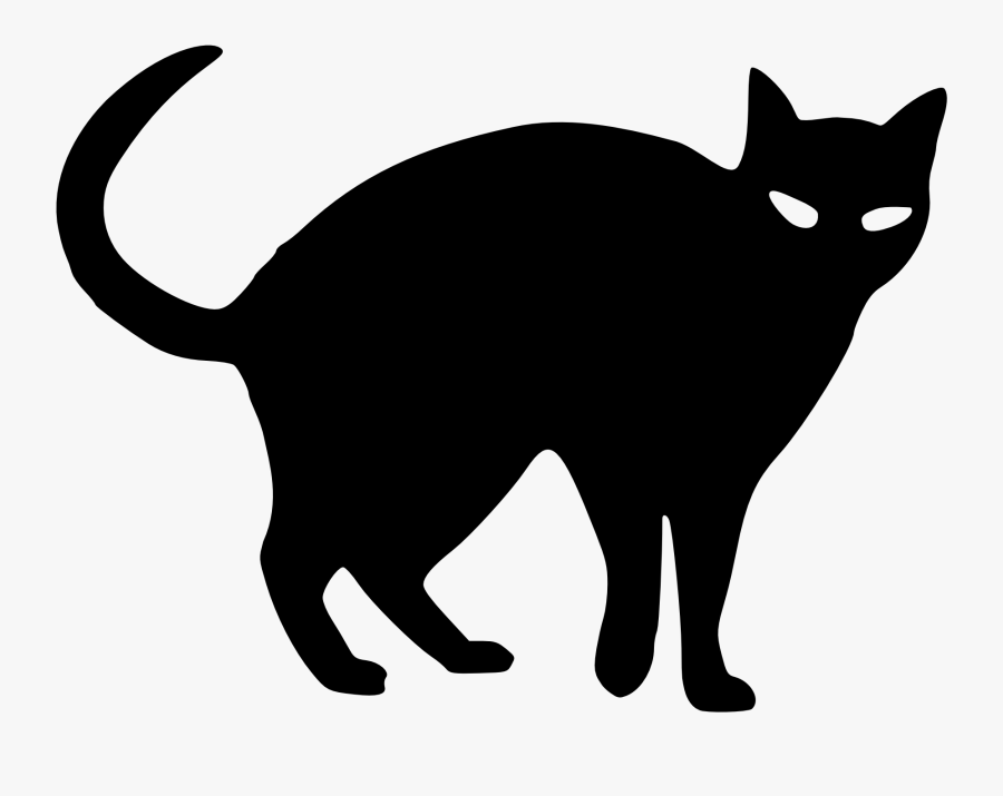 Black Silhouette Of Cat For Halloween - Black Cat Drawing Easy , Free ...