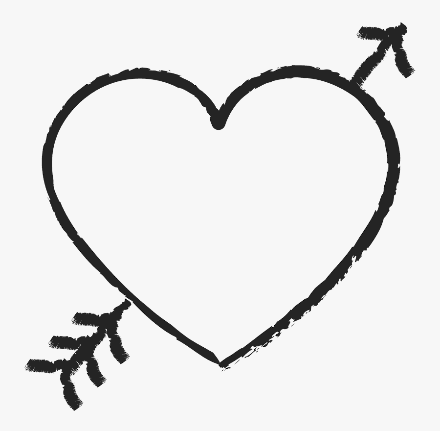 Clip Art Black And White Transparent - Heart With Arrow Through, Transparent Clipart
