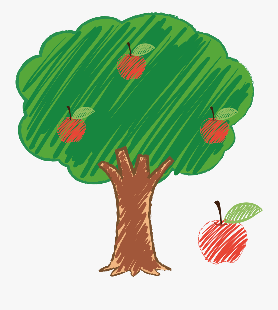 Transparent Apple Tree Clipart Black And White - Apple Tree For Drawing, Transparent Clipart