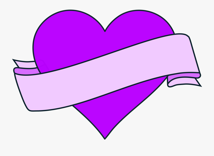 Heart With Ribbon Banner - Heart With Banner Clip Art, Transparent Clipart