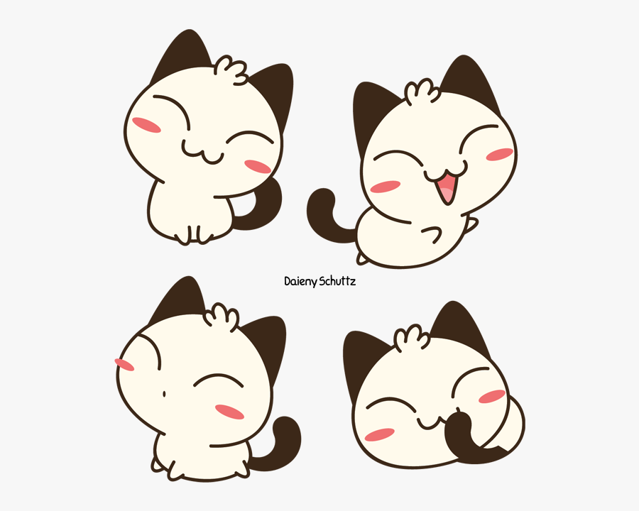 Kawaii Clipart Cat - Happy Kitty Cartoon, Transparent Clipart