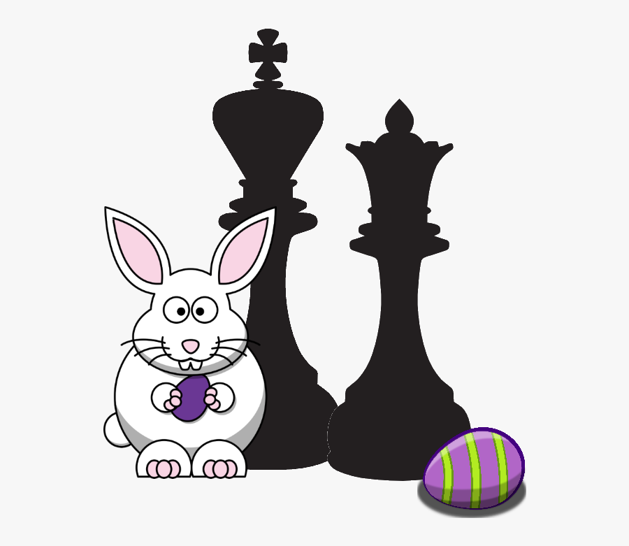 Easter Bunny With Chess King And Queen - Easter Bunny Playing Chess, Transparent Clipart