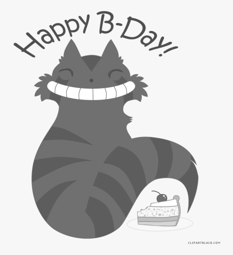 Birthday Cat Clipart - Happy Birthday Black And White Cat Clipart, Transparent Clipart