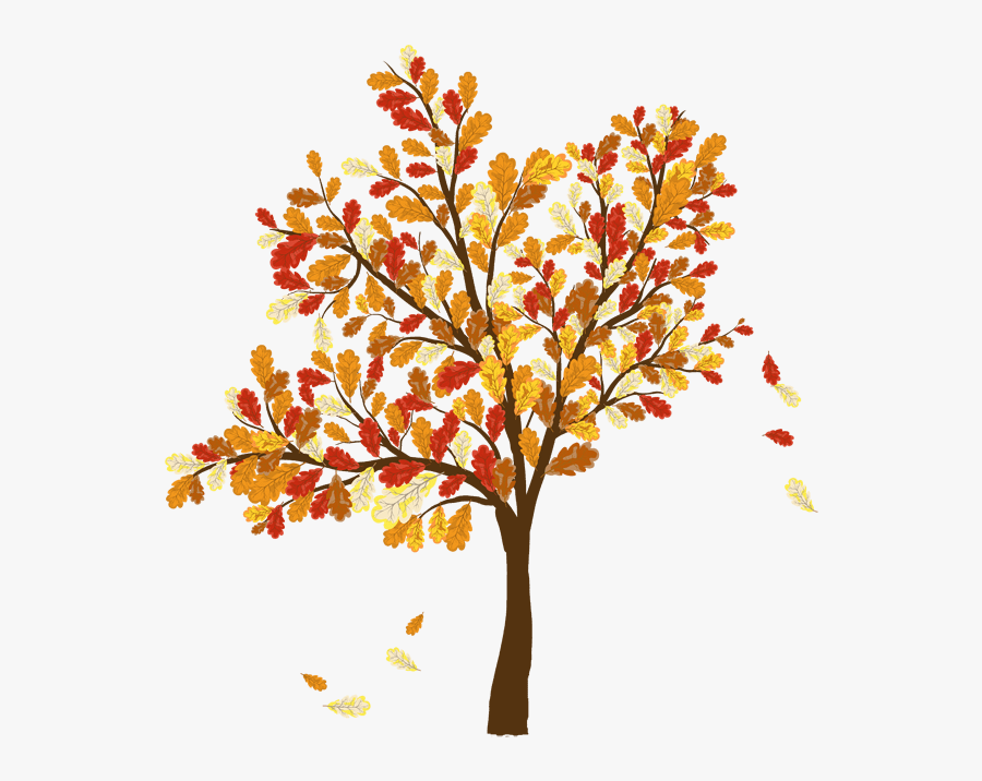 Thumb Image - Tree With Falling Leaves, Transparent Clipart