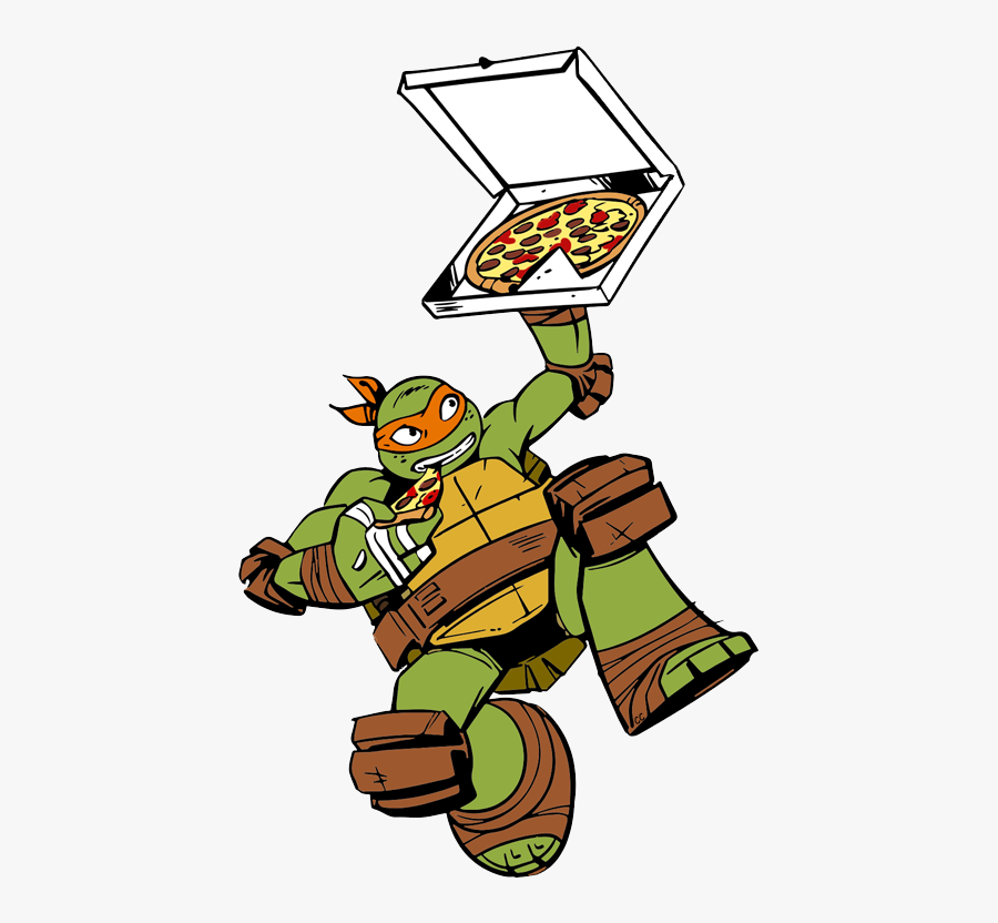 Pizza Clipart Teenage Mutant Ninja Turtles - Pizza Michelangelo Ninja Turtles Cartoon, Transparent Clipart