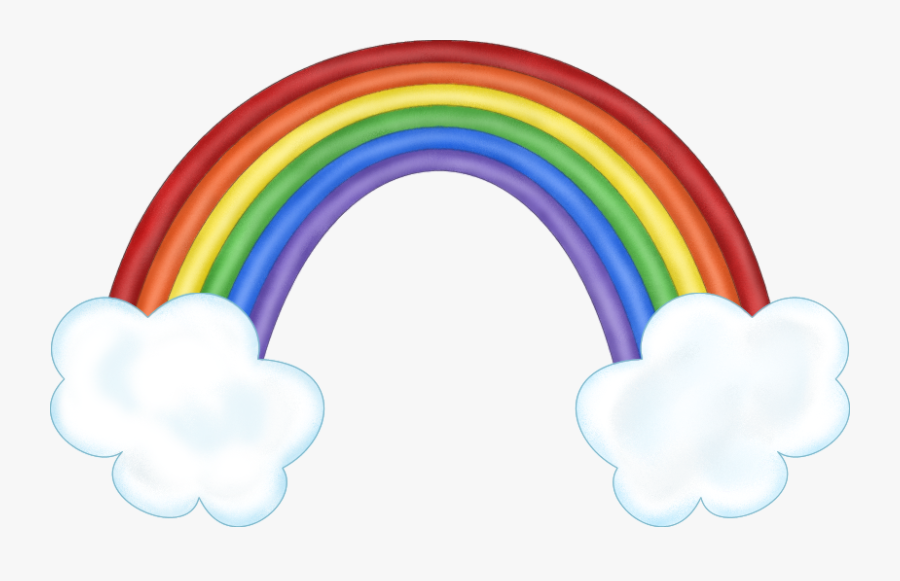 Rainbow With Clouds Clipart Kid - Transparent Background Rainbow Clipart, Transparent Clipart