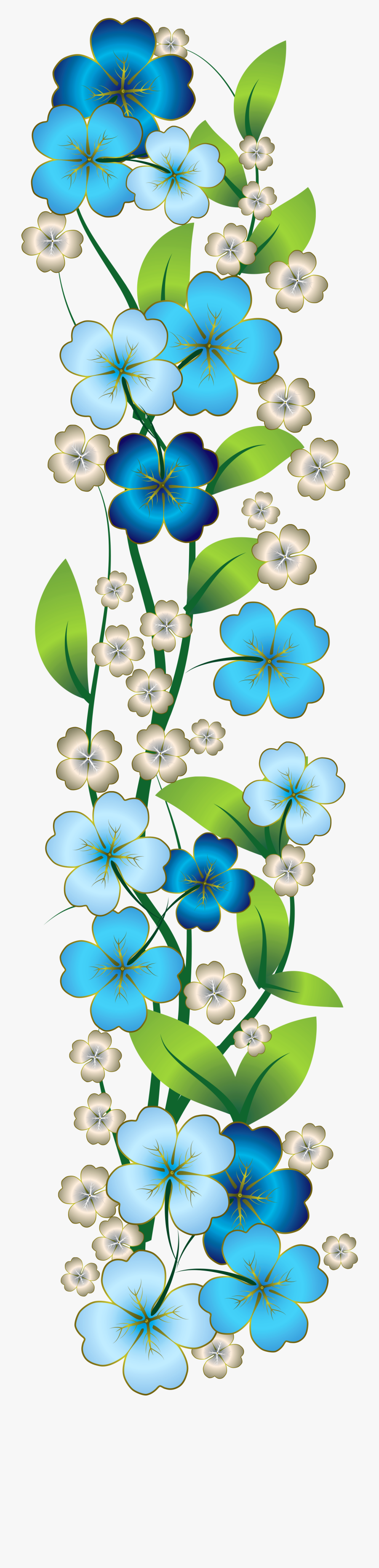 Blue Flower Decor Png Clipart - Blue Flower Border Png, Transparent Clipart