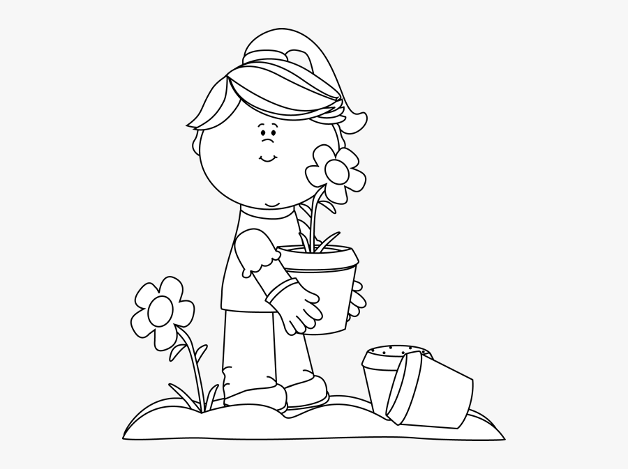 Plant Flowers Clipart Black And White, Transparent Clipart