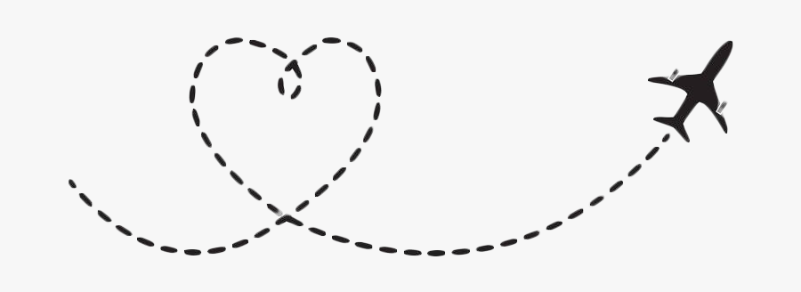 Airplane Clipart Shape - Dotted Line With Heart, Transparent Clipart