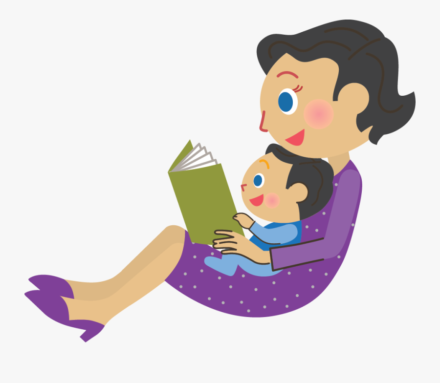 Transparent Kids Being Mean Clipart - Reading Parent To Baby Cartoon, Transparent Clipart