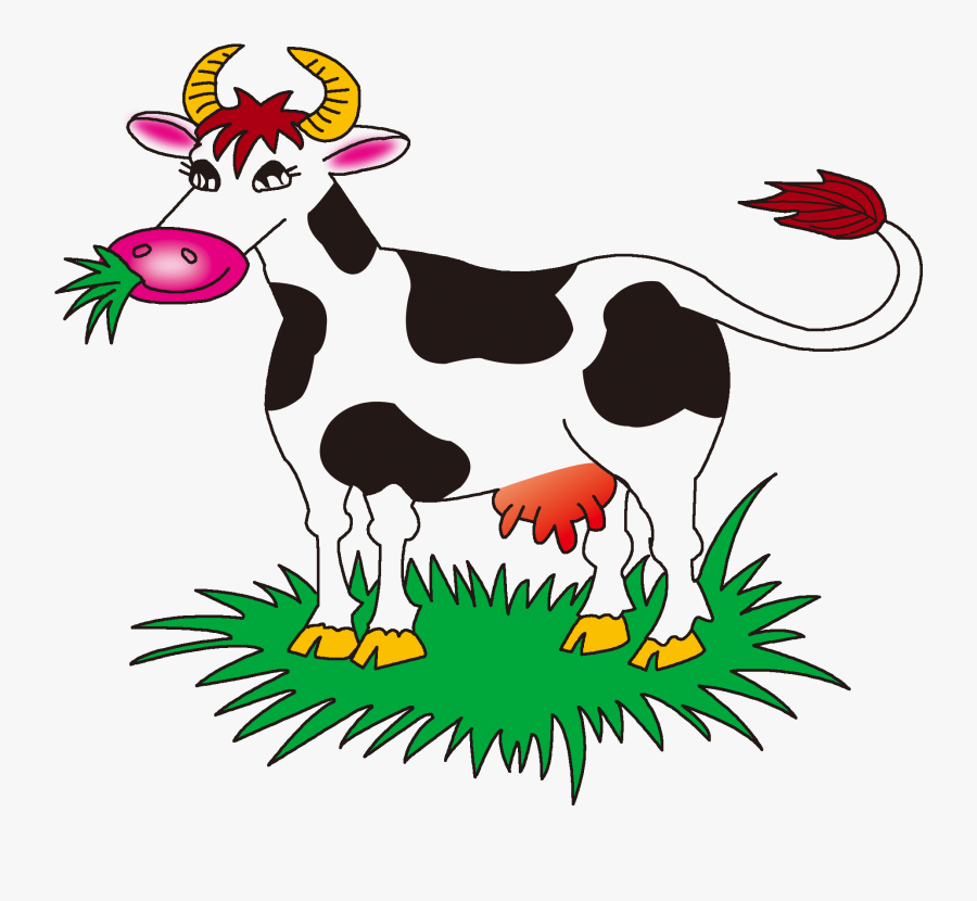 Clip Art Cow Vector Transparent - Grass Clipart Animal Eating Food, Transparent Clipart