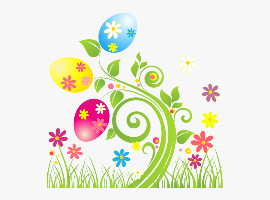 Easter Egg Decoration With Flowers Png Transparent - Easter Clip Art Png, Transparent Clipart