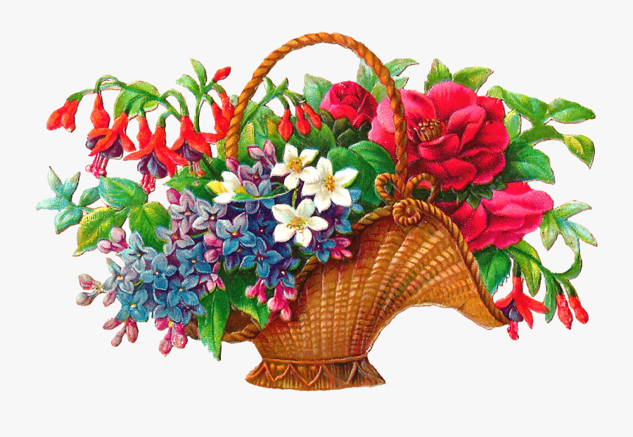 Bouquet Clipart Get Well Flower - Flowers In Basket Clipart, Transparent Clipart