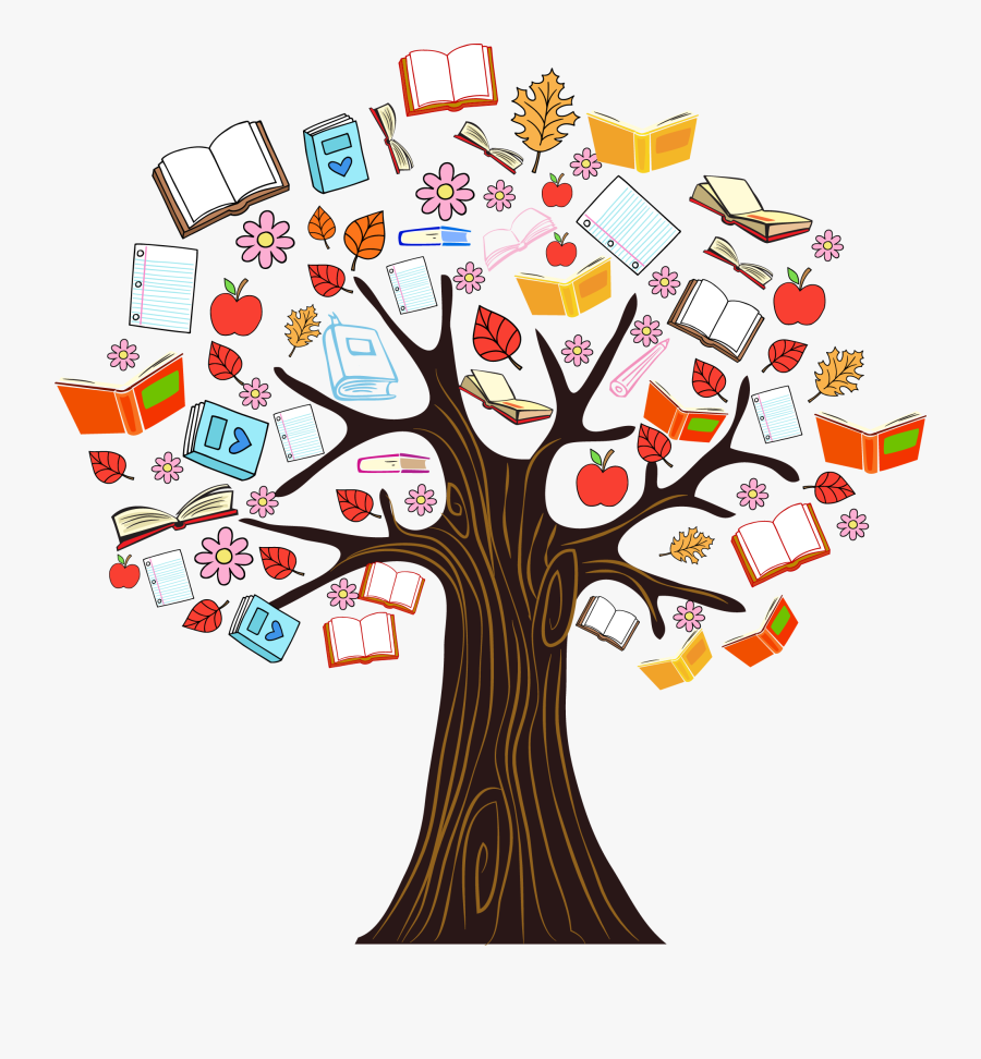 Vector Knowledge Color Tree Illustration Book Reading - مبادرة القراءة والحساب, Transparent Clipart