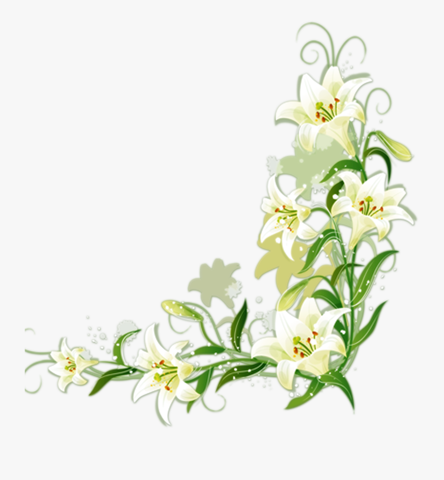 Easter Cross With Flowers Clip Art - Lily Flower Border Design, Transparent Clipart