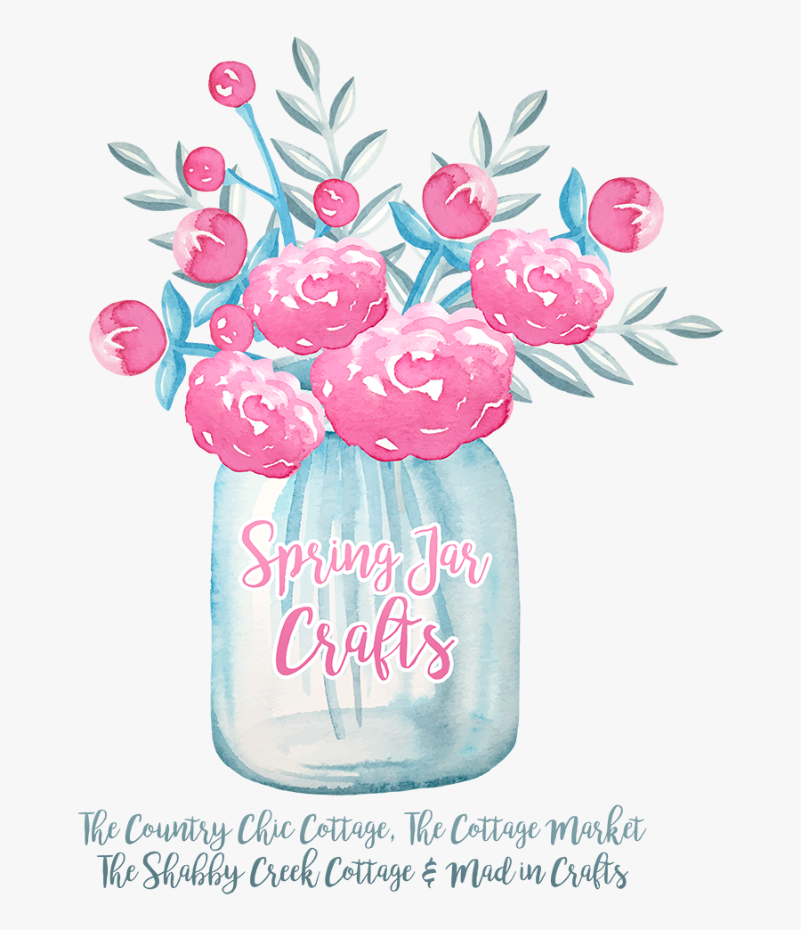 Free Printable Farmhouse Floral Mason Jar Stationary - Mason Jar Pink Watercolor Flowers, Transparent Clipart