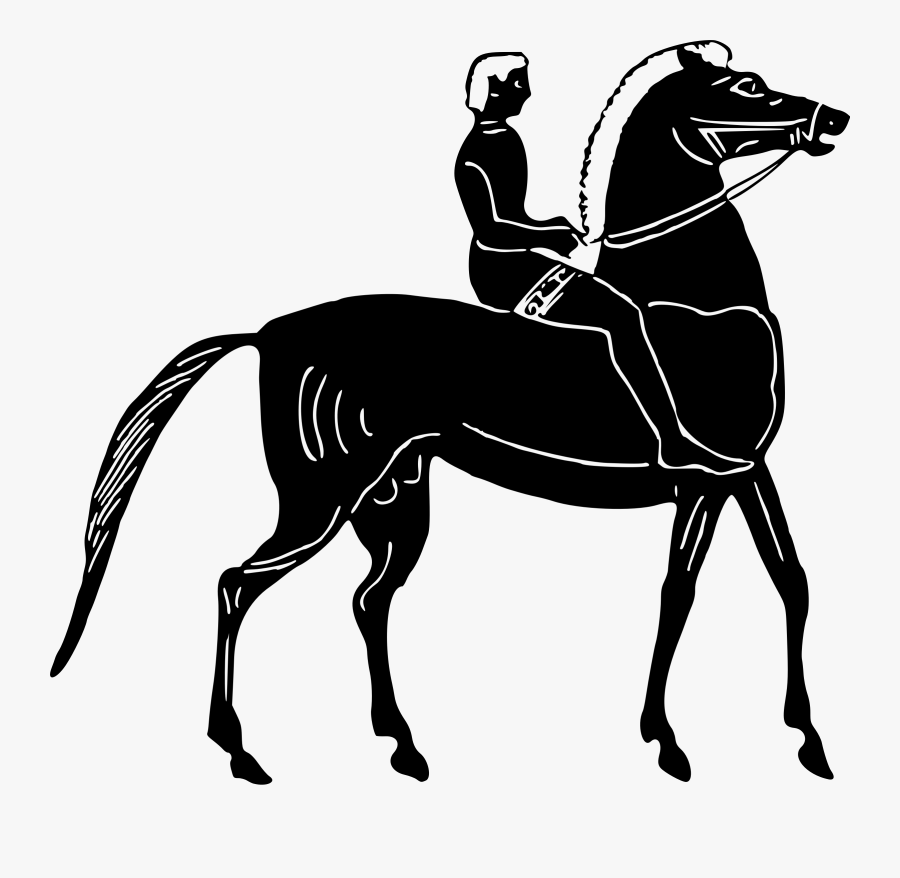 Clipart - Black Man On Black Horse, Transparent Clipart