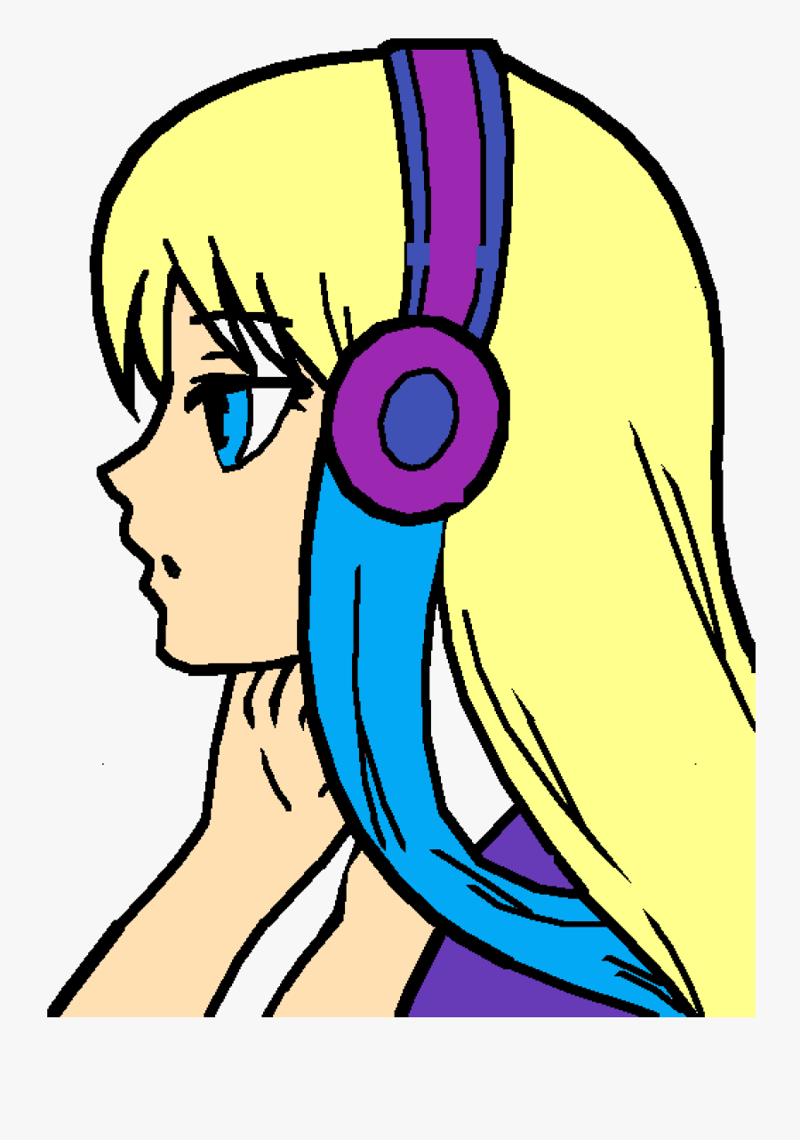 Listening To Music Clipart , Png Download - Anime Girl Not Colored, Transparent Clipart