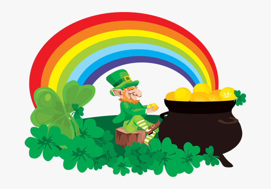 Pot Of Gold At End Of Rainbow - Pot Of Gold Patrick's Day, Transparent Clipart